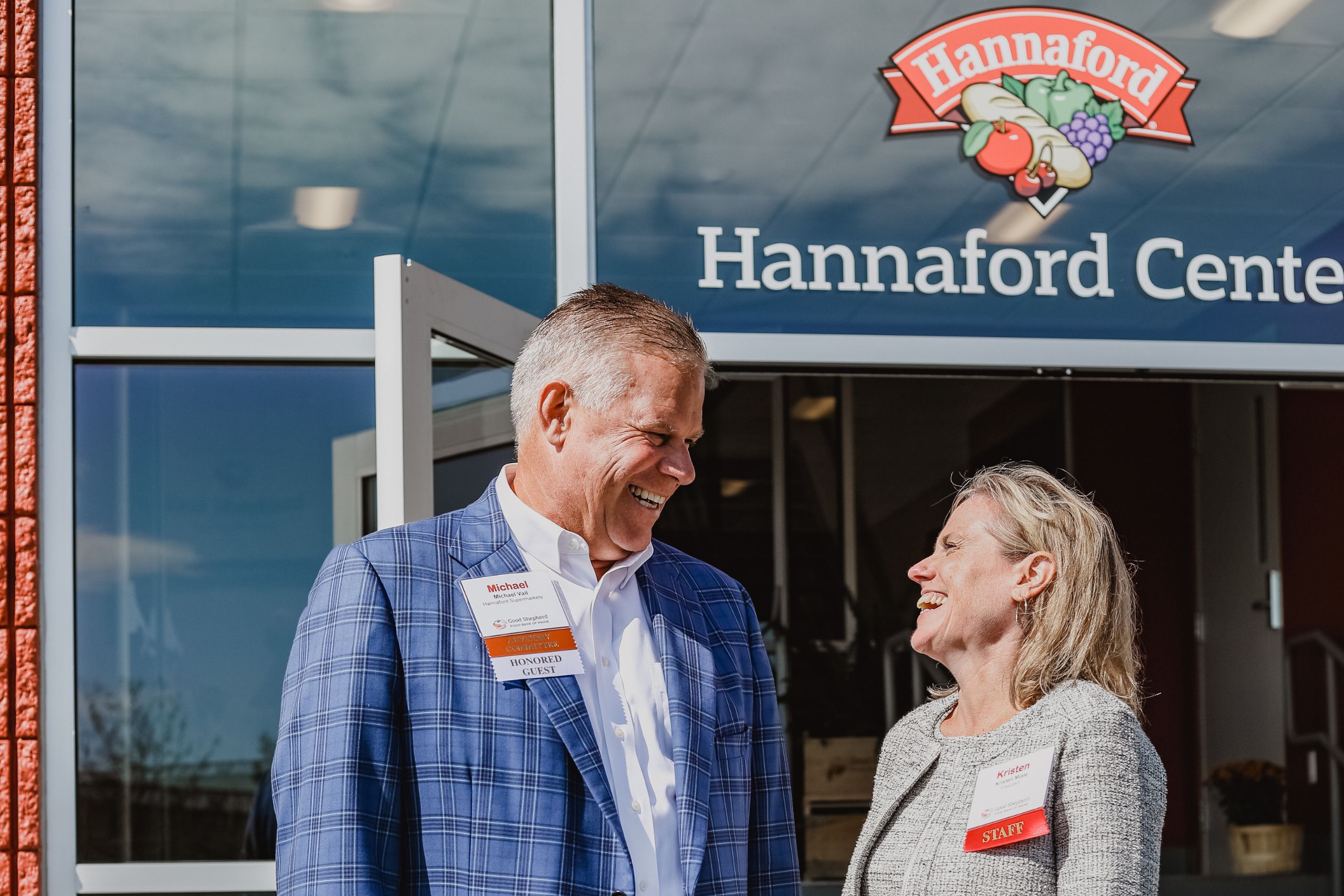 Photo of Hannaford executive smiling at eachother